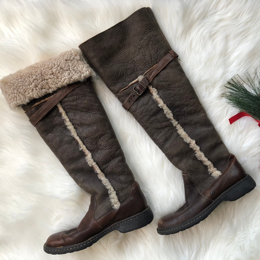Børn Oakdale over knee shearling/leather boots 8
